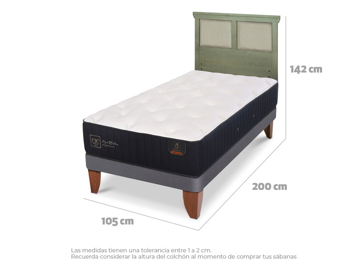 JUEGO DE DORMITORIO CIC CAMA EUROPEA PREMIUM 1.5 PLAZAS + RESPALDO TORINO OLIVO - 3
