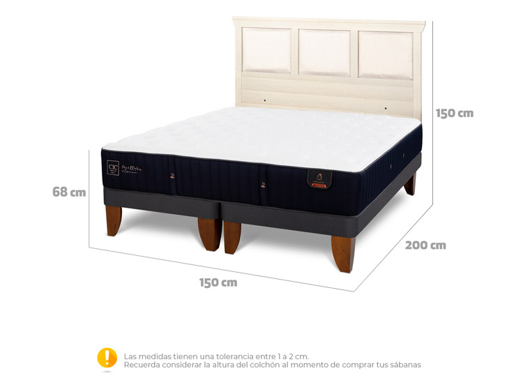 JUEGO DE DORMITORIO CIC CAMA EUROPEA PREMIUM BD 2 PLAZAS + RESPALDO TORINO ALPINO - 3