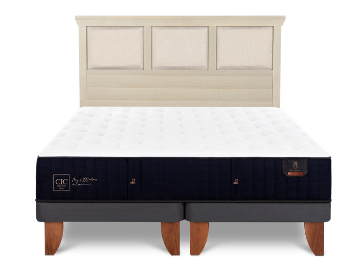 JUEGO DE DORMITORIO CIC CAMA EUROPEA PREMIUM BD 2 PLAZAS + RESPALDO TORINO ALPINO - 1