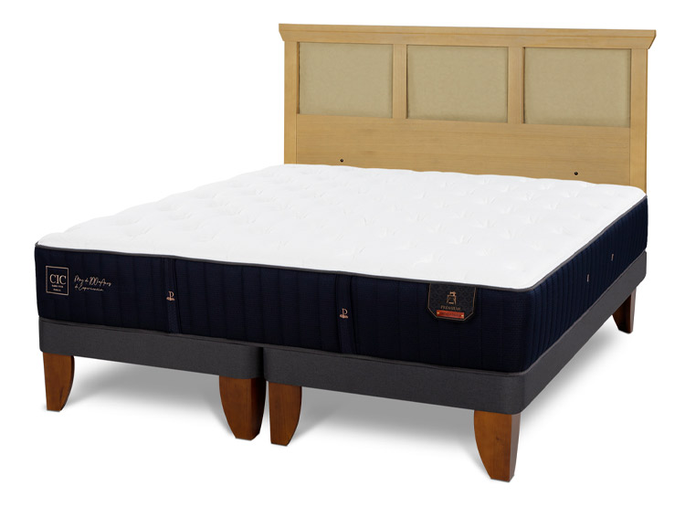 JUEGO DE DORMITORIO CIC CAMA EUROPEA PREMIUM BD 2 PLAZAS + RESPALDO TORINO MOSTAZA - 2