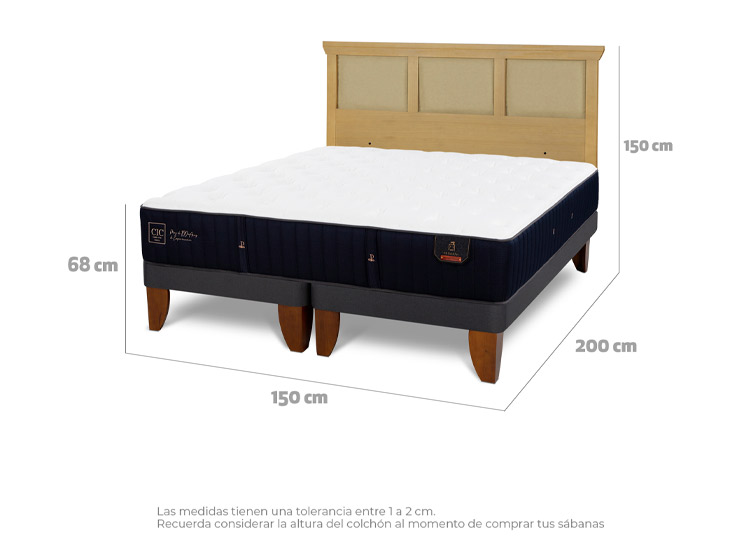 JUEGO DE DORMITORIO CIC CAMA EUROPEA PREMIUM BD 2 PLAZAS + RESPALDO TORINO MOSTAZA - 3