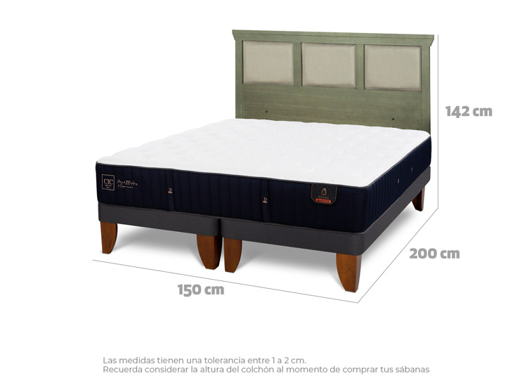 JUEGO DE DORMITORIO CIC CAMA EUROPEA PREMIUM BD 2 PLAZAS + RESPALDO TORINO OLIVO - 3