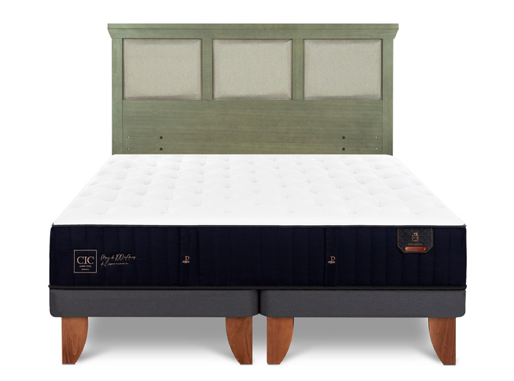 JUEGO DE DORMITORIO CIC CAMA EUROPEA PREMIUM BD 2 PLAZAS + RESPALDO TORINO OLIVO - 1
