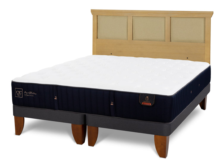 JUEGO DE DORMITORIO CIC CAMA EUROPEA PREMIUM KING + RESPALDO TORINO MOSTAZA - 2