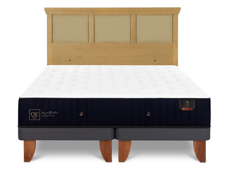 JUEGO DE DORMITORIO CIC CAMA EUROPEA PREMIUM KING + RESPALDO TORINO MOSTAZA - 1