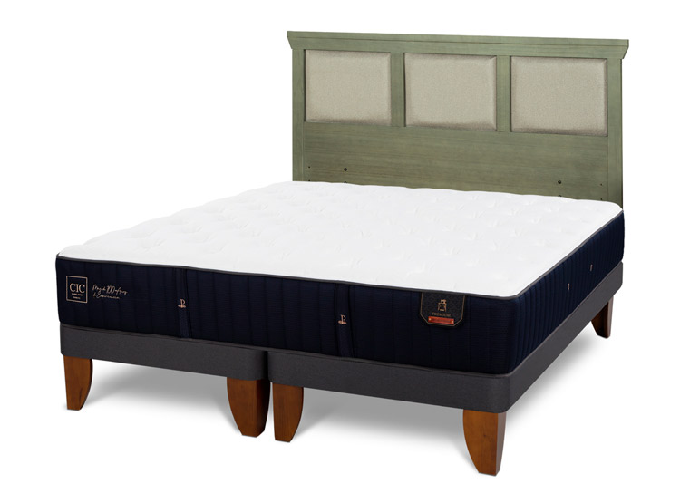 JUEGO DE DORMITORIO CIC CAMA EUROPEA PREMIUM KING + RESPALDO TORINO OLIVO - 2