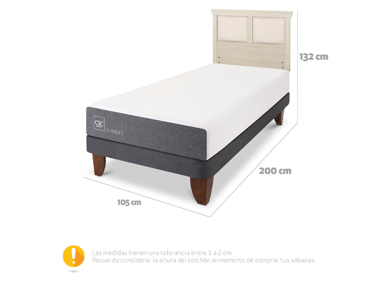 JUEGO DE DORMITORIO CIC CAMA EUROPEA SMART 1.5 PLAZAS + RESPALDO TORINO ALPINO - 3
