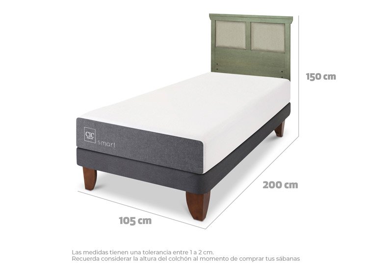 JUEGO DE DORMITORIO CIC CAMA EUROPEA SMART 1.5 PLAZAS + RESPALDO TORINO OLIVO - 3