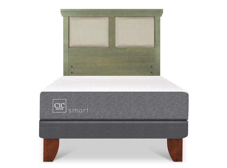 JUEGO DE DORMITORIO CIC CAMA EUROPEA SMART 1.5 PLAZAS + RESPALDO TORINO OLIVO - 1