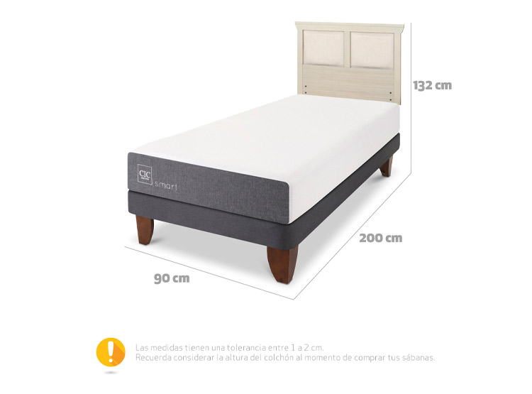 JUEGO DE DORMITORIO CIC CAMA EUROPEA SMART 1 PLAZA + RESPALDO TORINO ALPINONO - 3