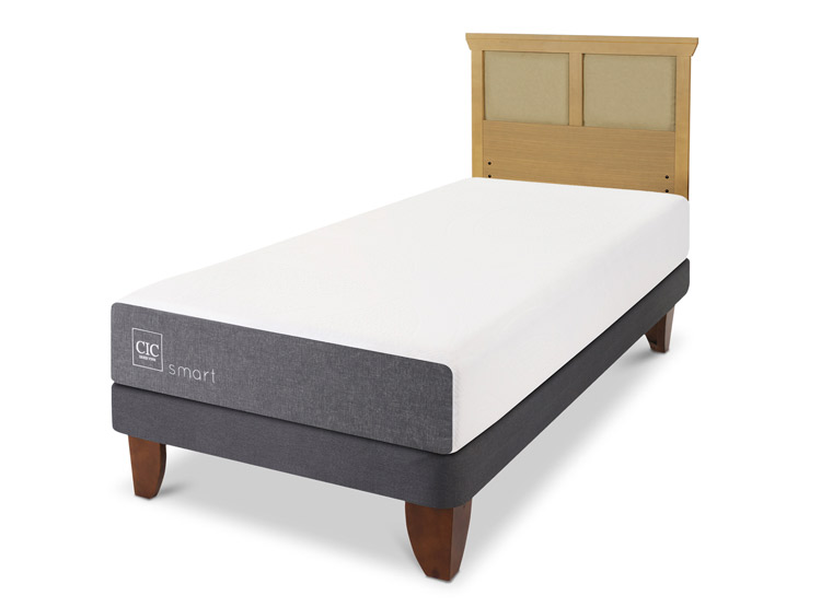 JUEGO DE DORMITORIO CIC CAMA EUROPEA SMART 1 PLAZA + RESPALDO TORINO MOSTAZA - 2