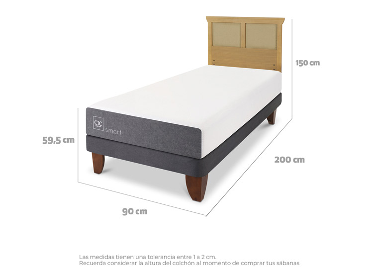 JUEGO DE DORMITORIO CIC CAMA EUROPEA SMART 1 PLAZA + RESPALDO TORINO MOSTAZA - 3