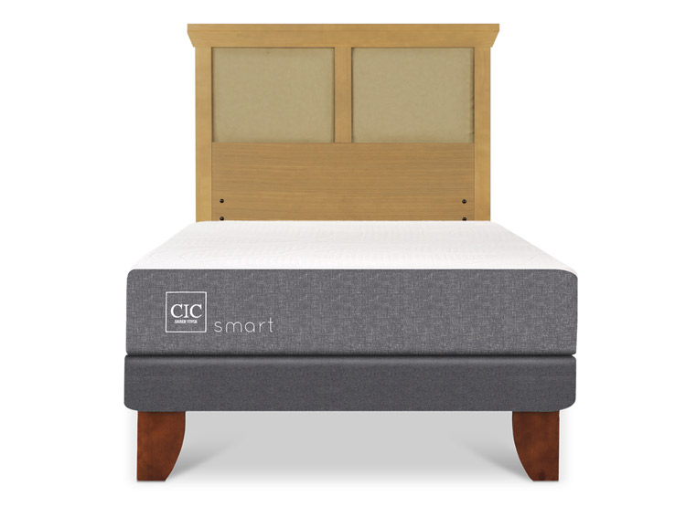 JUEGO DE DORMITORIO CIC CAMA EUROPEA SMART 1 PLAZA + RESPALDO TORINO MOSTAZA - 1