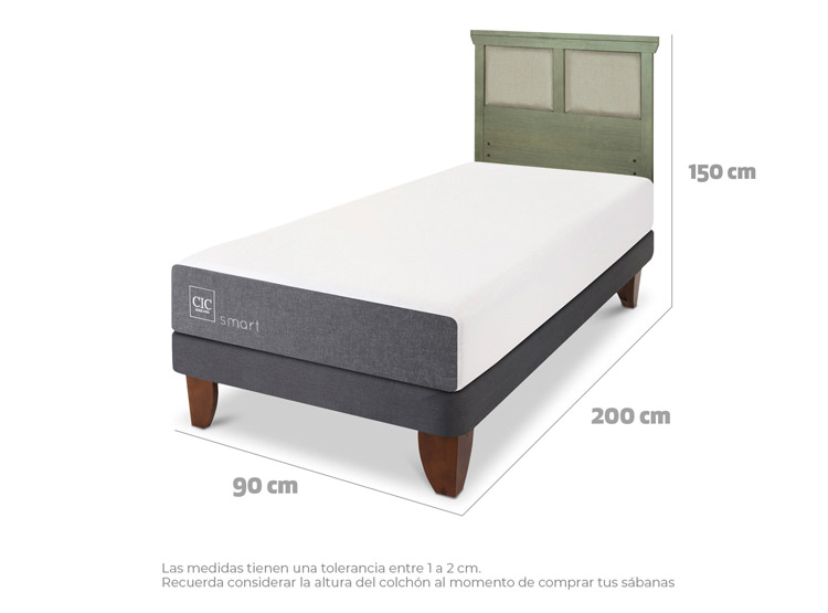 JUEGO DE DORMITORIO CIC CAMA EUROPEA SMART 1 PLAZA + RESPALDO TORINO OLIVO - 3