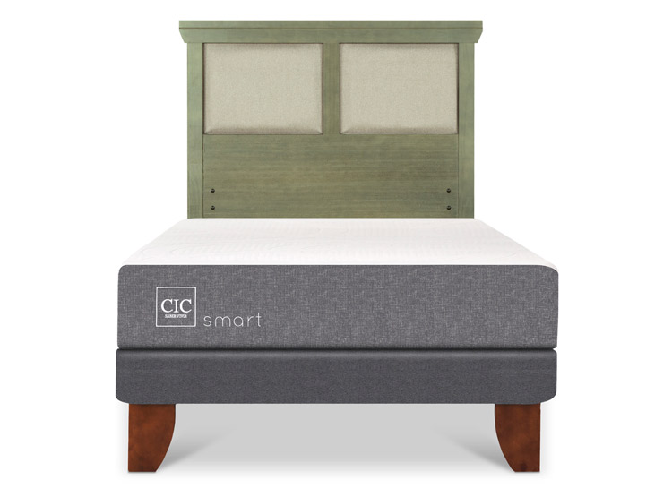 JUEGO DE DORMITORIO CIC CAMA EUROPEA SMART 1 PLAZA + RESPALDO TORINO OLIVO - 1