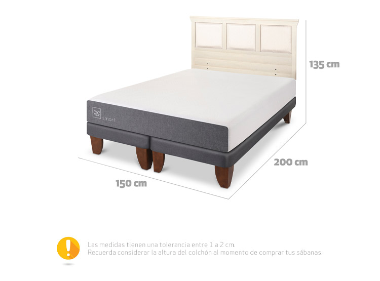 JUEGO DE DORMITORIO CIC CAMA EUROPEA SMART BD 2 PLAZAS + RESPALDO TORINO ALPINO - 3
