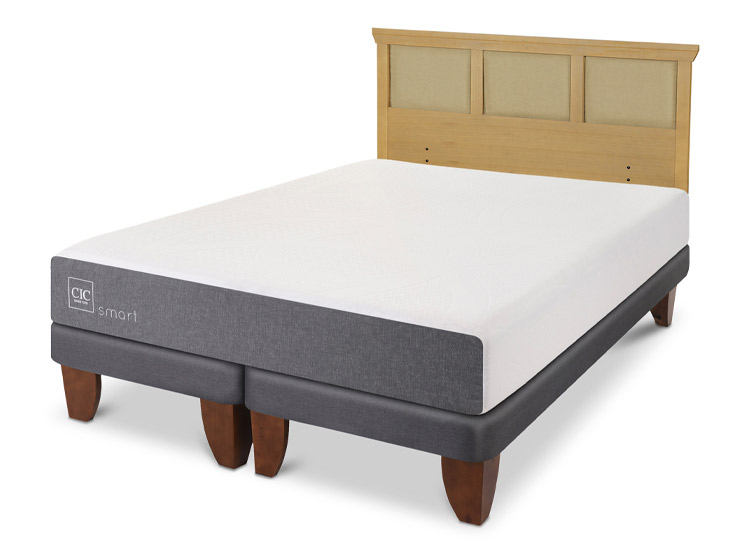JUEGO DE DORMITORIO CIC CAMA EUROPEA SMART BD 2 PLAZAS + RESPALDO TORINO MOSTAZA - 2