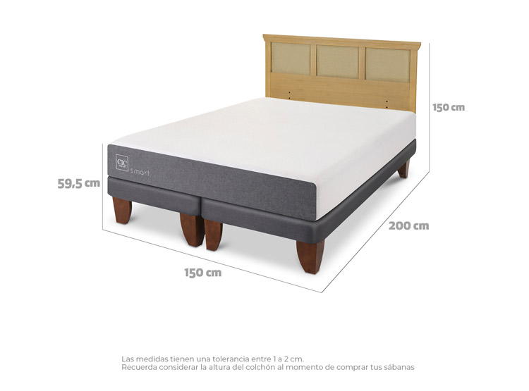 JUEGO DE DORMITORIO CIC CAMA EUROPEA SMART BD 2 PLAZAS + RESPALDO TORINO MOSTAZA - 3
