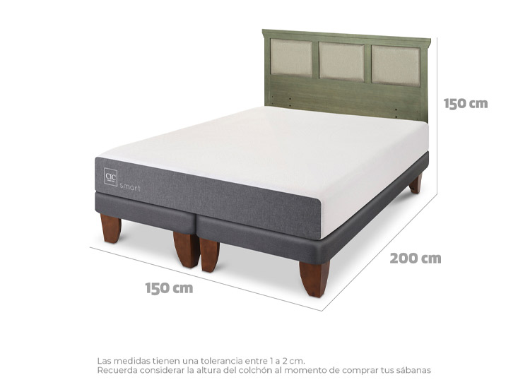 JUEGO DE DORMITORIO CIC CAMA EUROPEA SMART BD 2 PLAZAS + RESPALDO TORINO OLIVO - 3