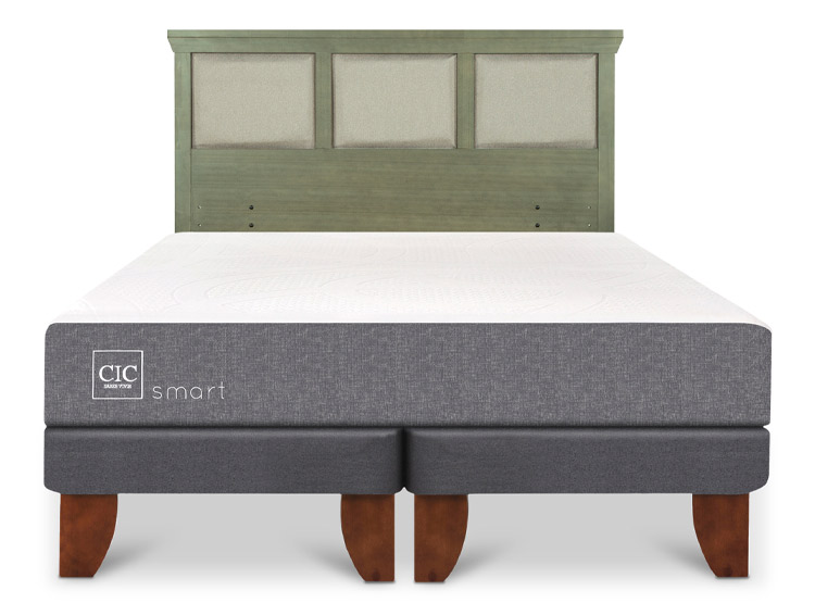 JUEGO DE DORMITORIO CIC CAMA EUROPEA SMART BD 2 PLAZAS + RESPALDO TORINO OLIVO - 1