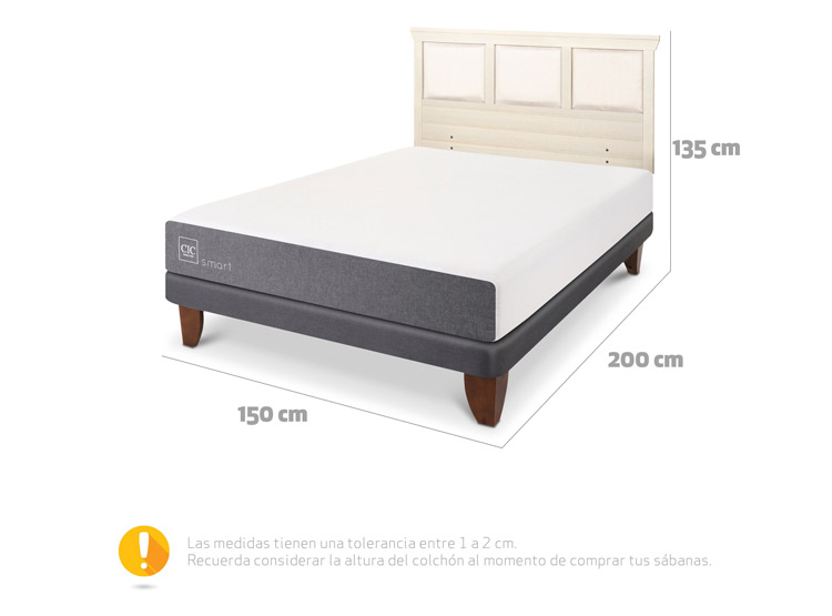 JUEGO DE DORMITORIO CIC CAMA EUROPEA SMART BN 2 PLAZAS + RESPALDO TORINO ALPINO - 3