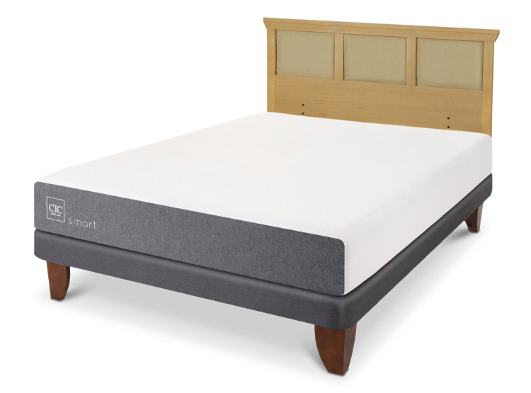 JUEGO DE DORMITORIO CIC CAMA EUROPEA SMART BN 2 PLAZAS + RESPALDO TORINO MOSTAZA - 2