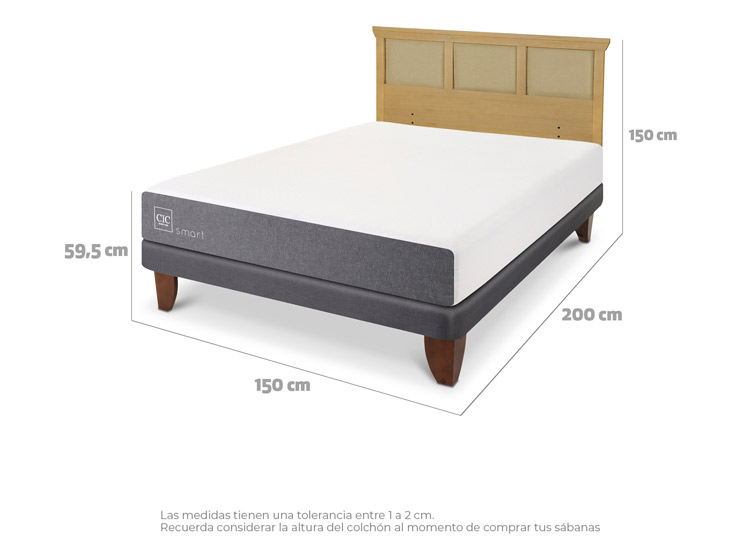 JUEGO DE DORMITORIO CIC CAMA EUROPEA SMART BN 2 PLAZAS + RESPALDO TORINO MOSTAZA - 3