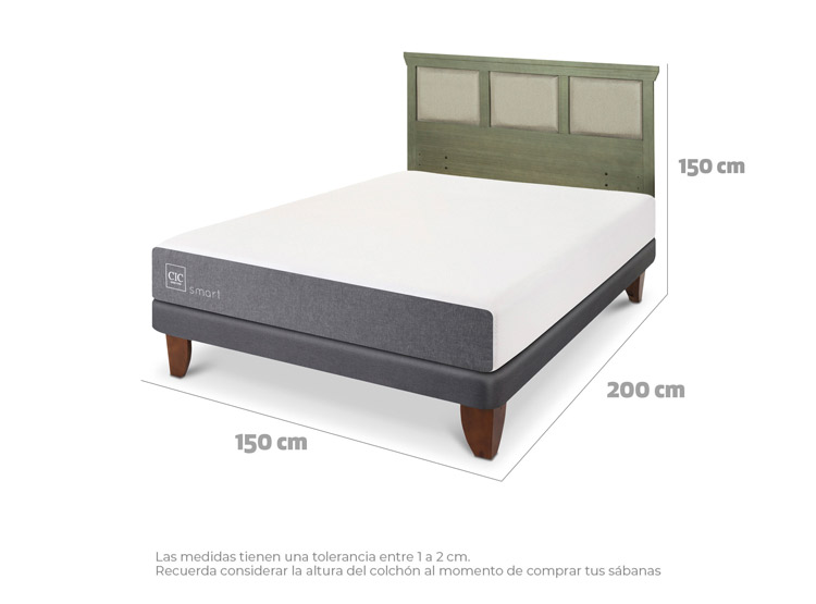 JUEGO DE DORMITORIO CIC CAMA EUROPEA SMART BN 2 PLAZAS + RESPALDO TORINO OLIVO - 3