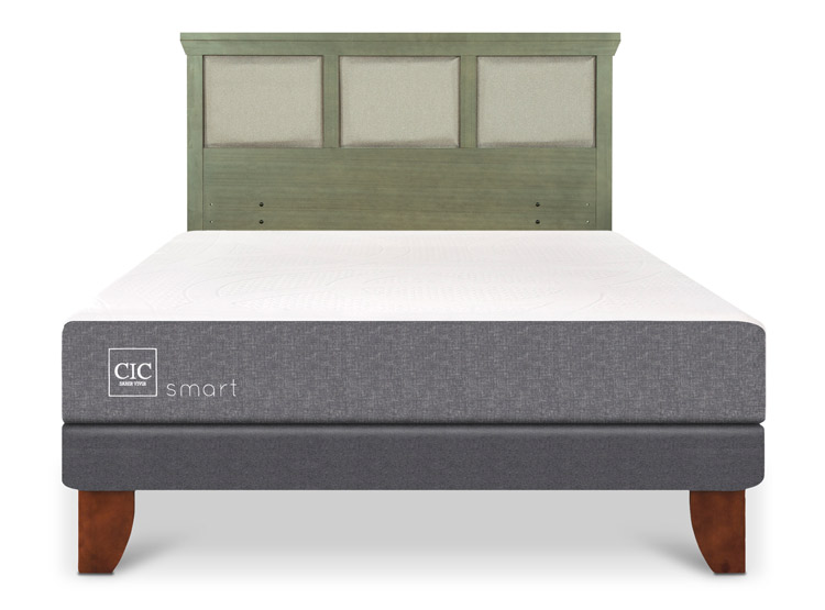 JUEGO DE DORMITORIO CIC CAMA EUROPEA SMART BN 2 PLAZAS + RESPALDO TORINO OLIVO - 1