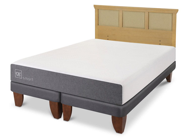 JUEGO DE DORMITORIO CIC CAMA EUROPEA SMART KING + RESPALDO TORINO MOSTAZA - 2