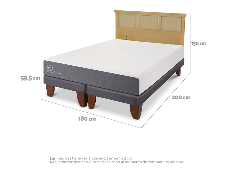 JUEGO DE DORMITORIO CIC CAMA EUROPEA SMART KING + RESPALDO TORINO MOSTAZA - 3