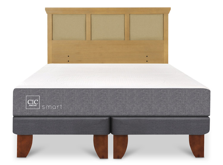 JUEGO DE DORMITORIO CIC CAMA EUROPEA SMART KING + RESPALDO TORINO MOSTAZA - 1