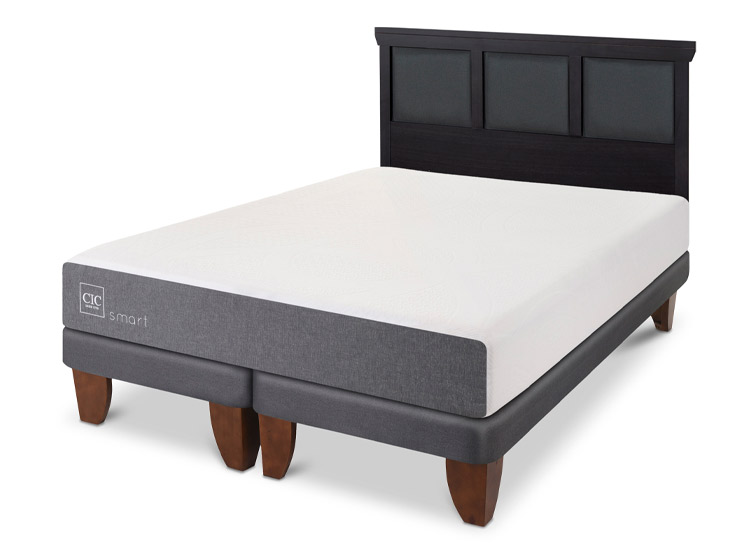 JUEGO DE DORMITORIO CIC CAMA EUROPEA SMART KING + RESPALDO TORINO NEGRO - 2