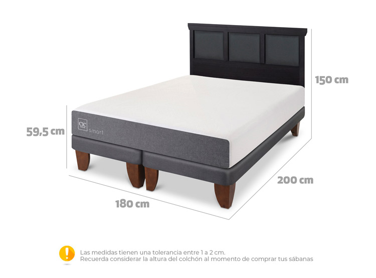 JUEGO DE DORMITORIO CIC CAMA EUROPEA SMART KING + RESPALDO TORINO NEGRO - 3