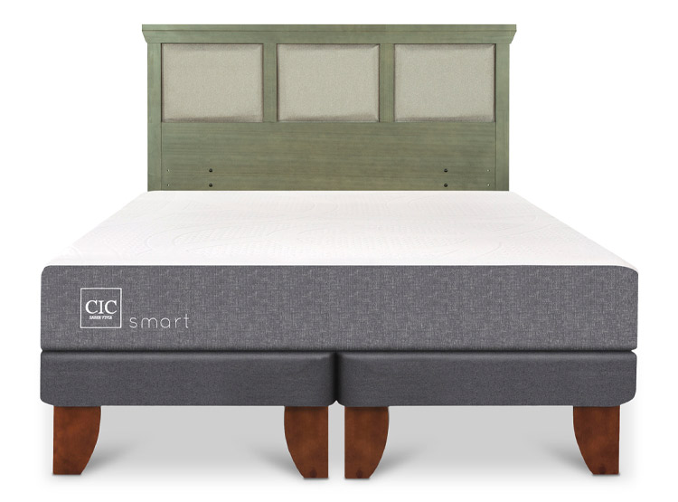 JUEGO DE DORMITORIO CIC CAMA EUROPEA SMART KING + RESPALDO TORINO OLIVO - 1