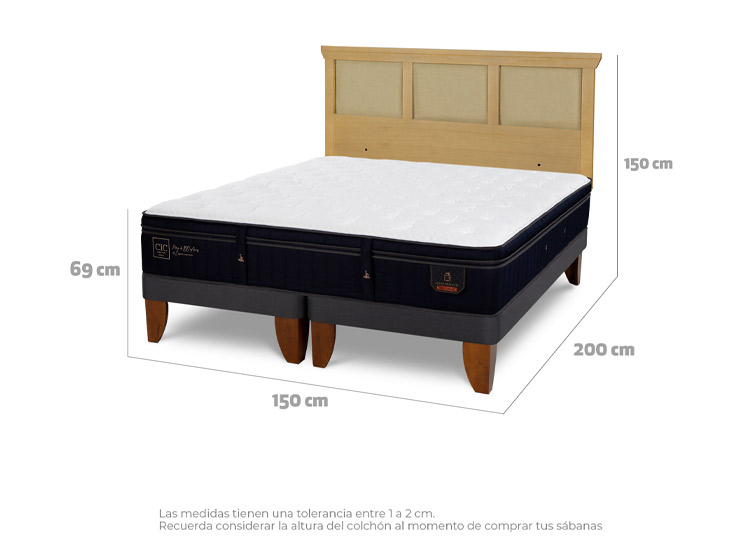 JUEGO DE DORMITORIO CIC CAMA EUROPEA SUPER PREMIUM BD 2 PLAZAS + RESPALDO TORINO MOSTAZA - 3