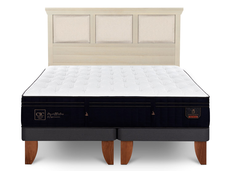JUEGO DE DORMITORIO CIC CAMA EUROPEA SUPER PREMIUM BD 2 PLAZAS + RESPALDO TORINO ALPINO - 1