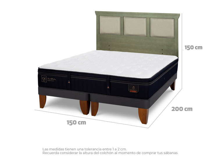 JUEGO DE DORMITORIO CIC CAMA EUROPEA SUPER PREMIUM BD 2 PLAZAS + RESPALDO TORINO OLIVO - 3
