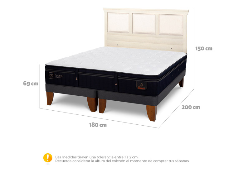 JUEGO DE DORMITORIO CIC CAMA EUROPEA SUPER PREMIUM KING + RESPALDO TORINO ALPINO - 3