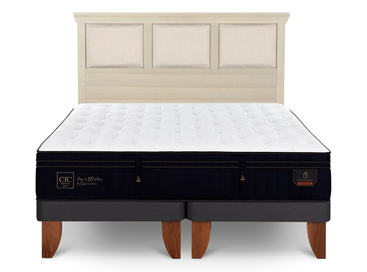 JUEGO DE DORMITORIO CIC CAMA EUROPEA SUPER PREMIUM KING + RESPALDO TORINO ALPINO - 1