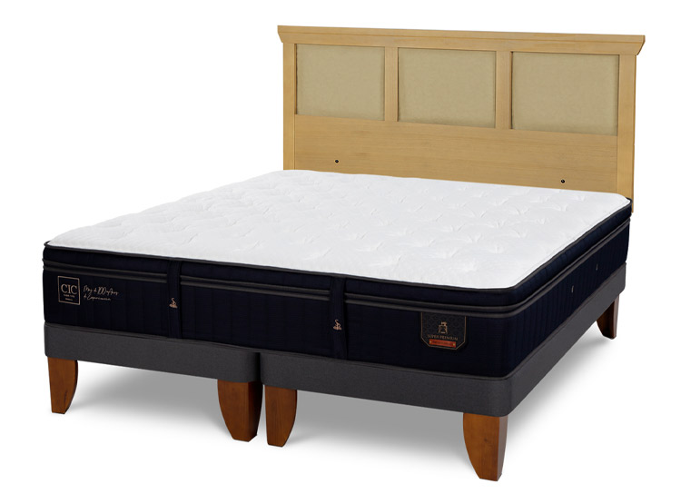 JUEGO DE DORMITORIO CIC CAMA EUROPEA SUPER PREMIUM KING + RESPALDO TORINO MOSTAZA - 2
