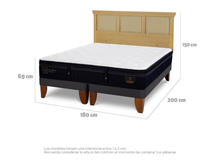 JUEGO DE DORMITORIO CIC CAMA EUROPEA SUPER PREMIUM KING + RESPALDO TORINO MOSTAZA - 3