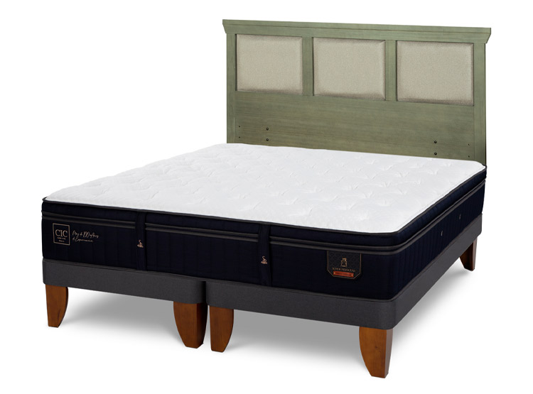 JUEGO DE DORMITORIO CIC CAMA EUROPEA SUPER PREMIUM KING + RESPALDO TORINO OLIVO - 2