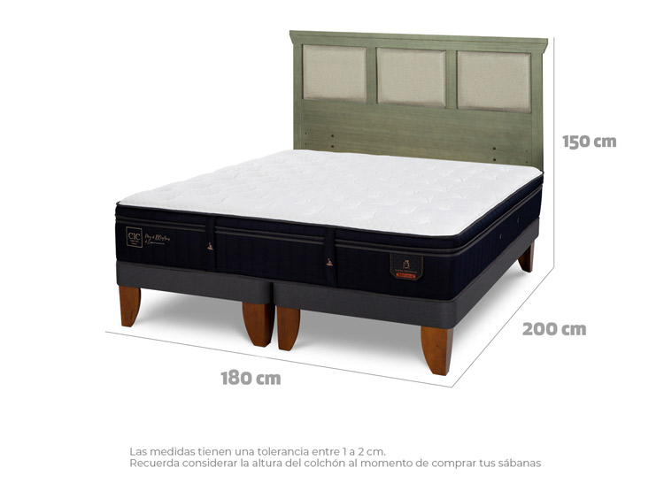 JUEGO DE DORMITORIO CIC CAMA EUROPEA SUPER PREMIUM KING + RESPALDO TORINO OLIVO - 3