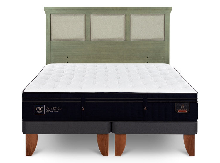 JUEGO DE DORMITORIO CIC CAMA EUROPEA SUPER PREMIUM KING + RESPALDO TORINO OLIVO - 1