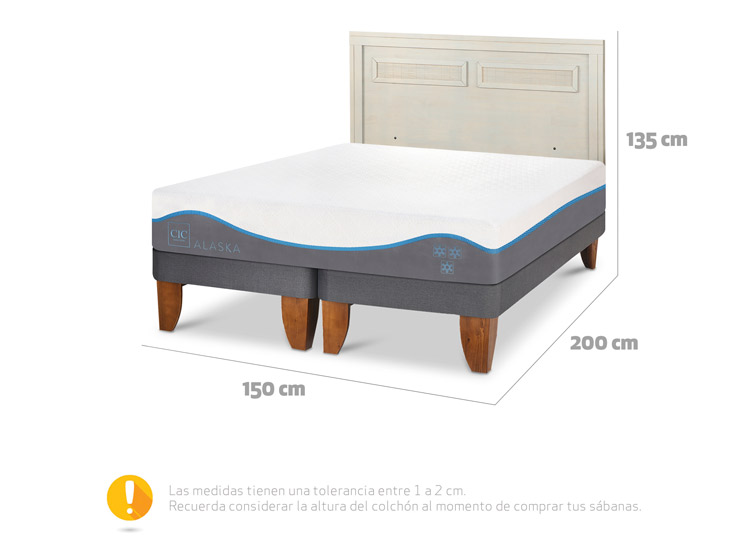 JUEGO DE DORMITORIO CIC CAMA EUROPEA ALASKA BD 2 PLAZAS + RESPALDO MILAN ALPINO - 3