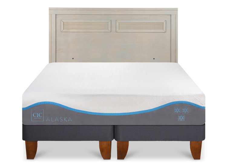 JUEGO DE DORMITORIO CIC CAMA EUROPEA ALASKA BD 2 PLAZAS + RESPALDO MILAN ALPINO - 1