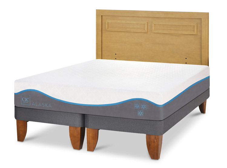 JUEGO DE DORMITORIO CIC CAMA EUROPEA ALASKA BD 2 PLAZAS + RESPALDO MILAN MOSTAZA - 2