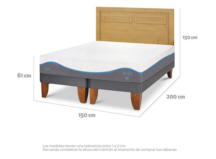 JUEGO DE DORMITORIO CIC CAMA EUROPEA ALASKA BD 2 PLAZAS + RESPALDO MILAN MOSTAZA - 3