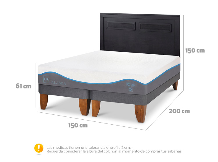 JUEGO DE DORMITORIO CIC CAMA EUROPEA ALASKA BD 2 PLAZAS + RESPALDO MILAN NEGRO - 3